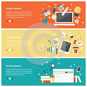 Flat design concepts for online education,online training course