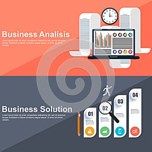 Flat design concepts for strategic analisis and business solution