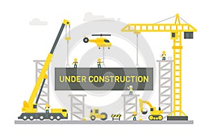 Flat design construction site sign