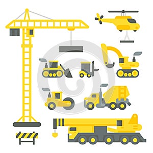 Flat design construction truck set