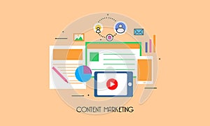 Flat design content marketing system illustration