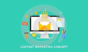 Flat design content marketing system illustration