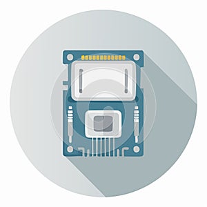 Flat Design CPU Microchip Vector Icon
