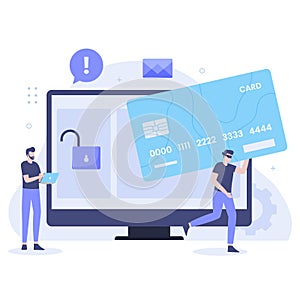 Flat design of credit card fraud concept