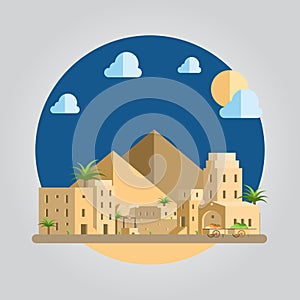 Flat design desert village illustration