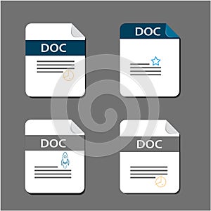 Flat design with Doc files download document,icon,symbol set, vector design element illustration