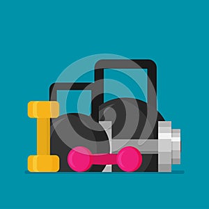 Flat design of dumbells Illustration