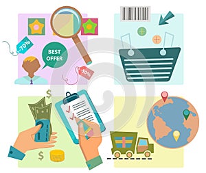 Flat design e-commerce icons