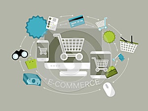 Flat design e-commerce vector illustration