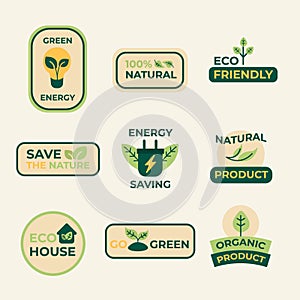 Flat design eco friendly label set Vector illustration.