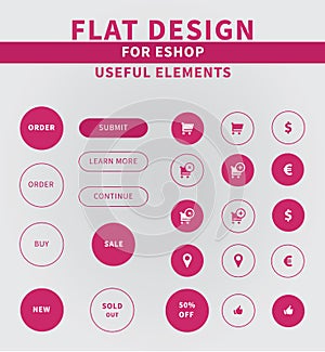 Flat design elements of eshop icons