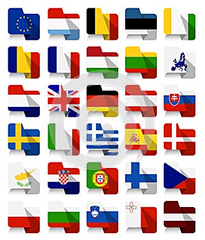 Flat Design European Union Waving Flags