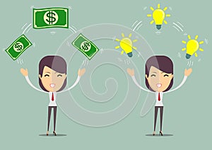 Flat design of exchange business ideas and money. Business idea concept. Vector illustration. Isolated.