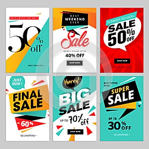 Flat design eye catching sale website banners for mobile phone