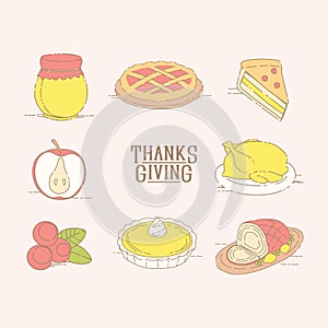 Flat Design Food Thanksgiving Day Illustration