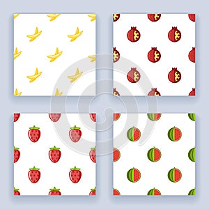 Flat design fruit seamless pattern set icons line art isolated vector illustration