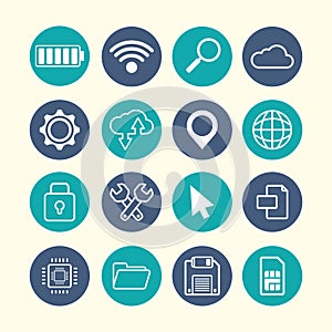 flat design gadgets technology icons