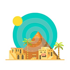 Flat design of Great pyramid of Giza in Egypt