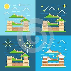 Flat design of Great wall China