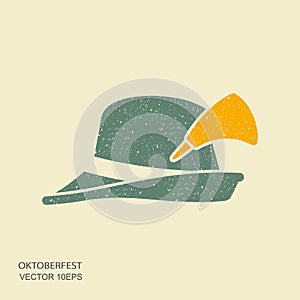 Flat design green oktoberfest hat flat icon with scuffed effect