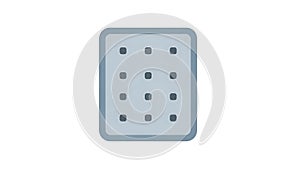 Flat Design Grid Interface with Highlighted Button Icon