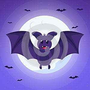 flat design hand drawn halloween bat concept vector design