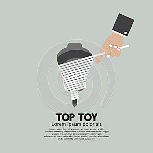 Flat Design Hand Playing A Top Toy