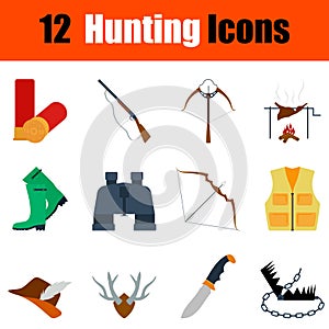 Flat design hunting icon set