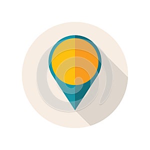 Flat Design Icon with Map Pin. Vector Illustration