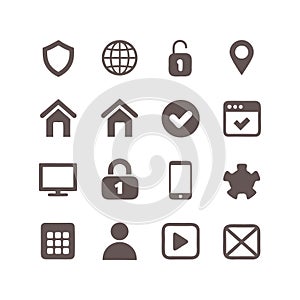 Set of simple outline icons for interface design