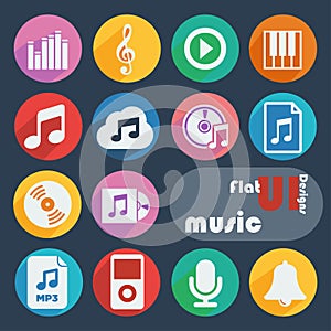 Flat design icon set - Music