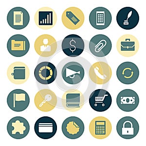 Flat design icons for business