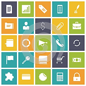 Flat design icons for business