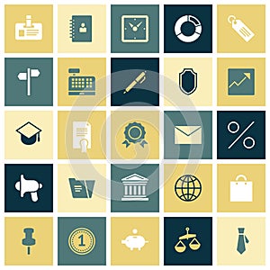 Flat design icons for business