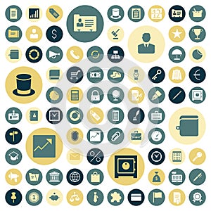 Flat design icons for business