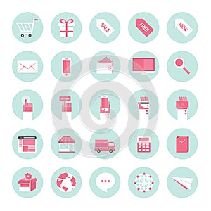 Flat design icons for business internet e-commerce collection