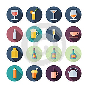 Flat Design Icons For Drinks