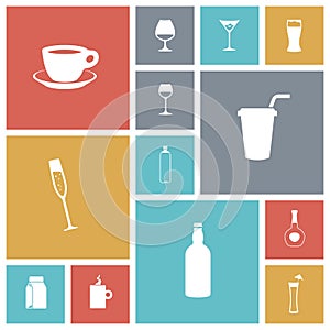 Flat design icons for drinks
