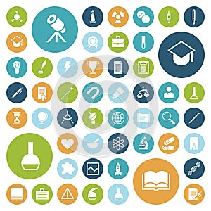 Flat design icons for education, science and medical