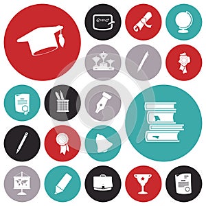 Flat design icons for education