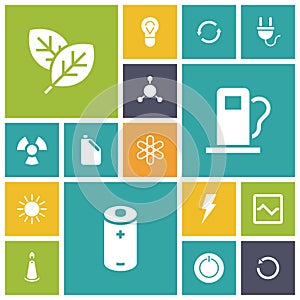 Flat design icons for energy and ecology