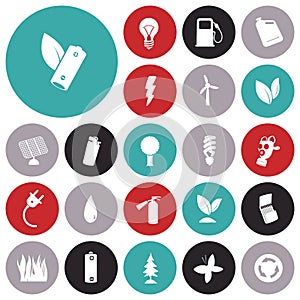 Flat design icons for energy and ecology