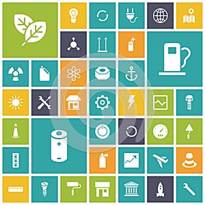 Flat design icons for industrial, energy and ecology