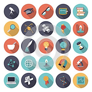 Flat design icons for science and education