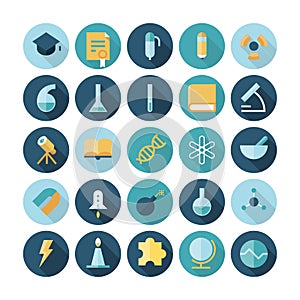 Flat design icons for science and education