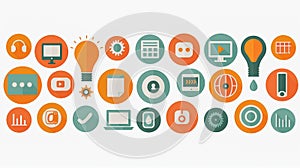 Flat Design Icons for Technology and Ideas