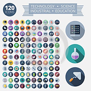 Flat Design Icons For Technology and Science