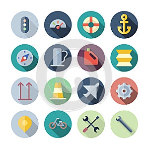 Flat Design Icons For Transportation