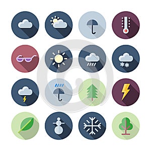 Flat Design Icons For Weather and Nature