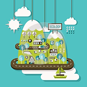 Flat design illustration concept of ecology